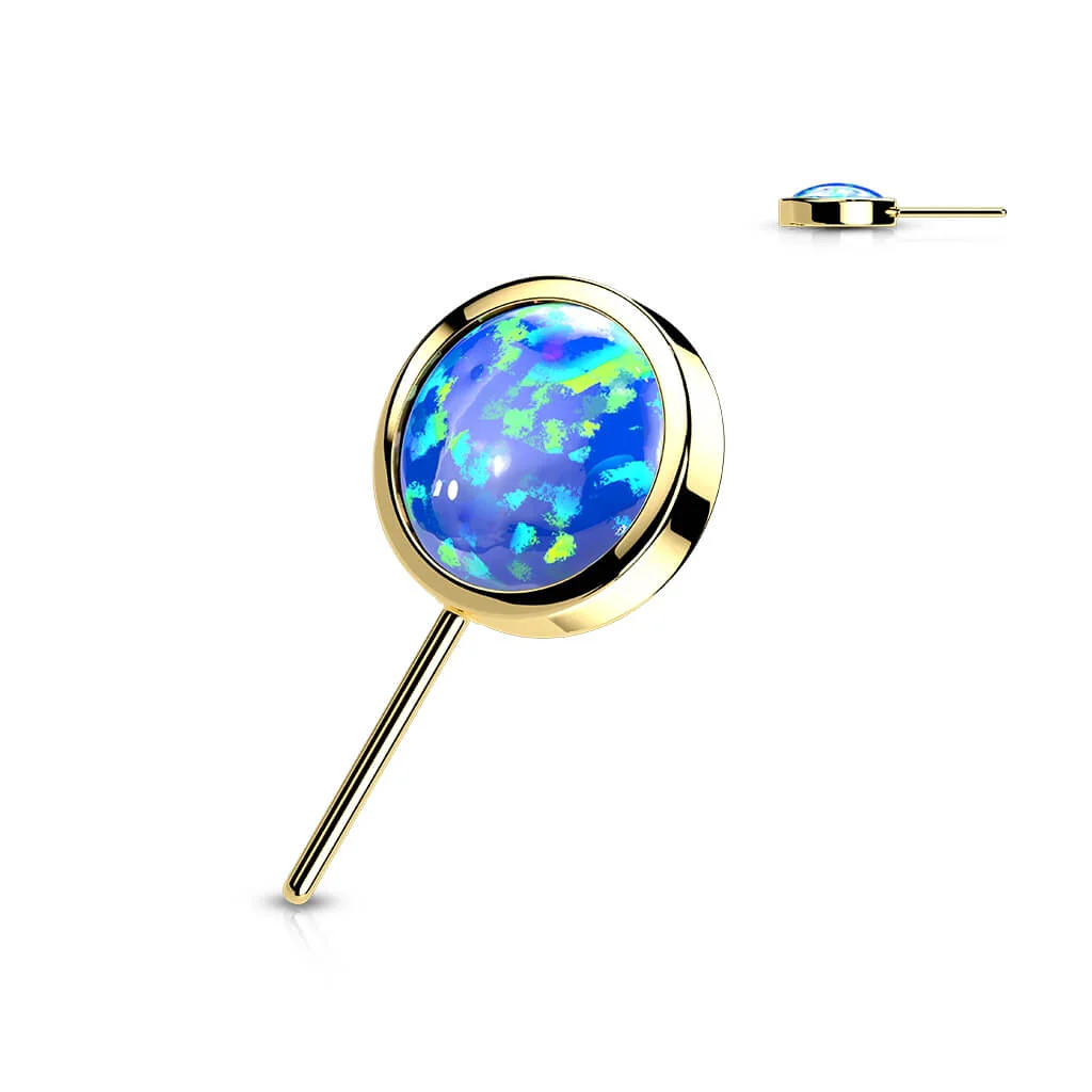 Złoto 585 nakrętka okrągły opal w oprawie bezel push-in - Image 6