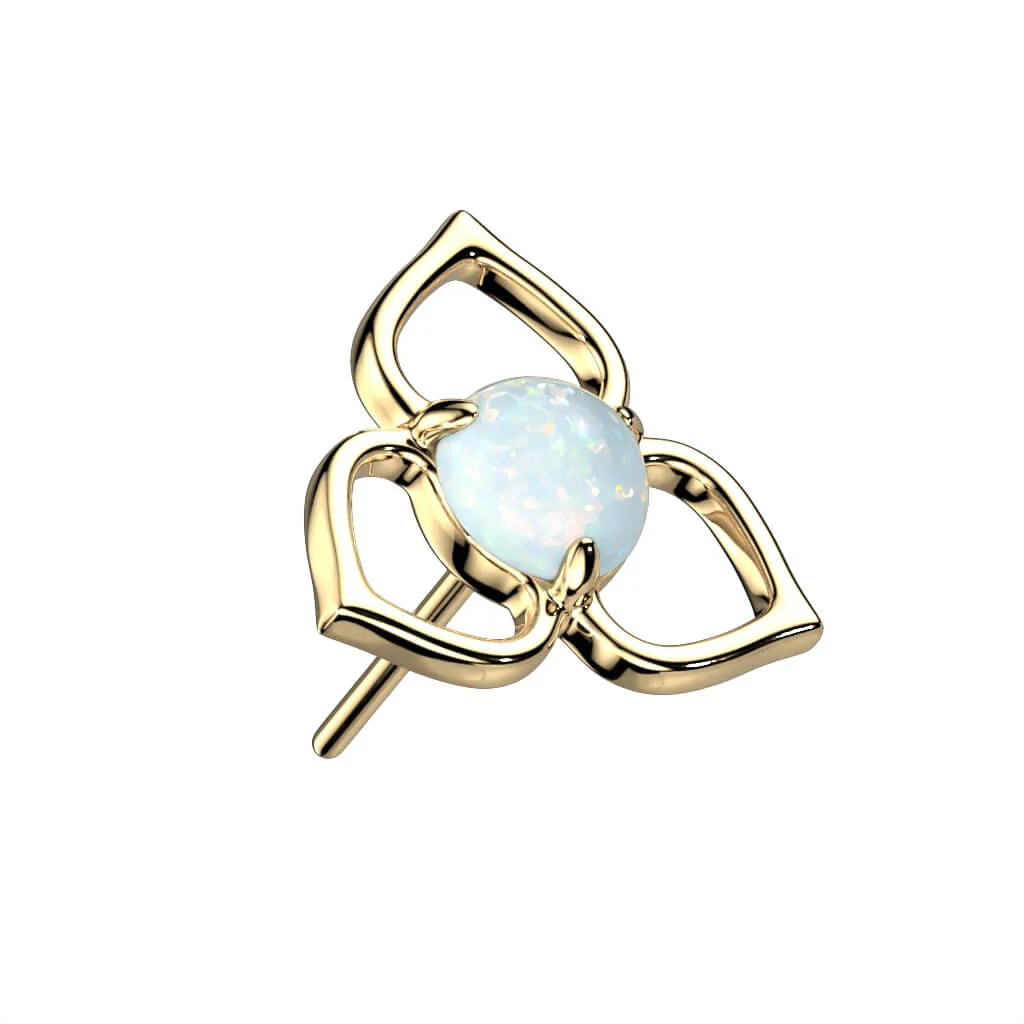 Złoto 585 nakrętka kwiatek cyrkonia opal push-in - Image 4
