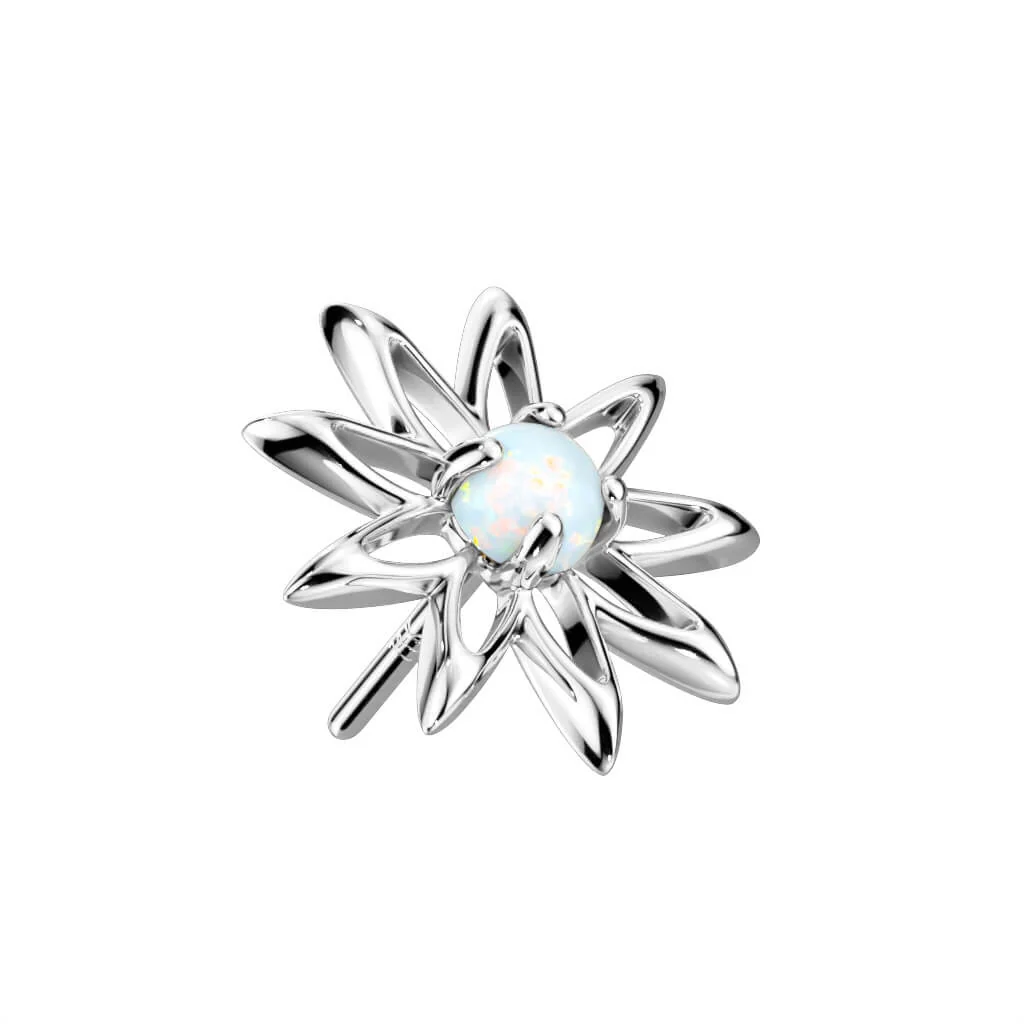 Złoto 585 nakrętka kwiatek cyrkonia opal push-in - Image 2