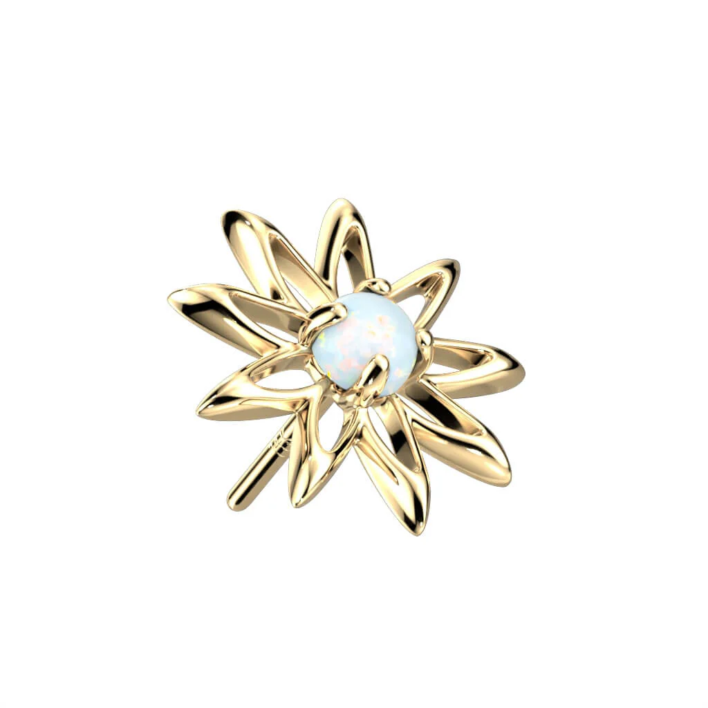 Złoto 585 nakrętka kwiatek cyrkonia opal push-in - Image 4