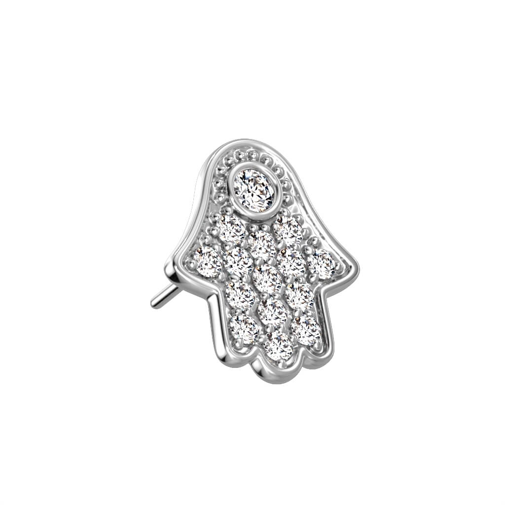 Złoto 585 nakrętka hamsa cyrkonia push-in - Image 2