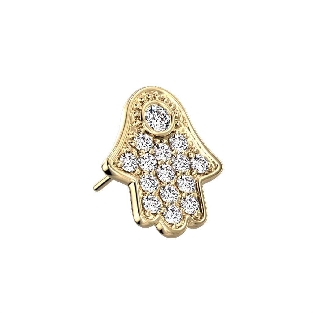 Złoto 585 nakrętka hamsa cyrkonia push-in - Image 3