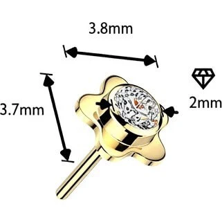 Tytan nakrętka nakrętka kwiatek z cyrkonią w oprawie bezel push-in - Image 2