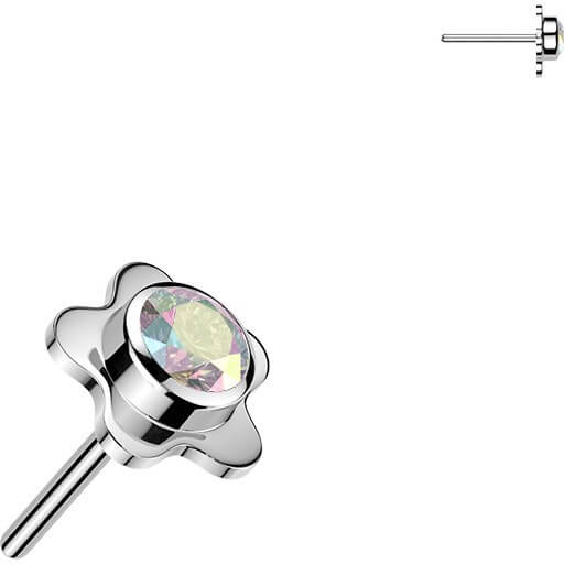Tytan nakrętka nakrętka kwiatek z cyrkonią w oprawie bezel push-in - Image 6