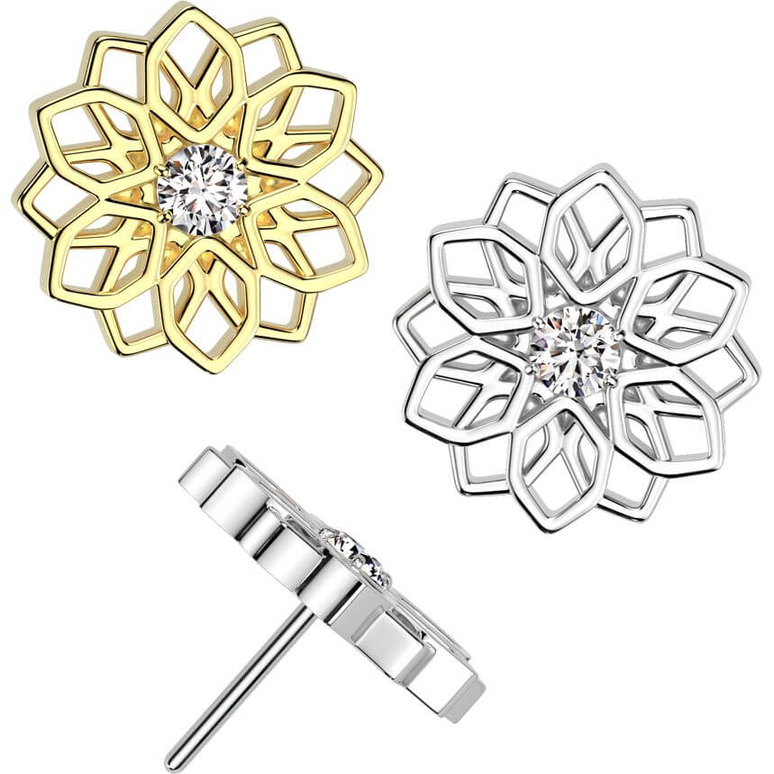 Tytan nakrętka kwiat lotosu cyrkonia push-in - Image 2