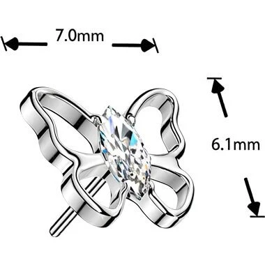 Tytan nakrętka nakrętka ażurowy motyl z cyrkoniami markizami push-in - Image 4