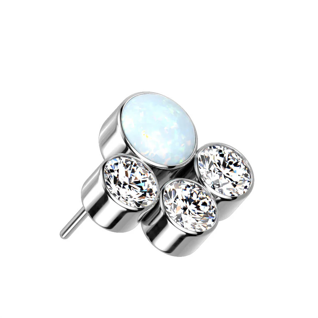Tytan nakrętka 3 cyrkonie i opal w oprawie bezel push-in - Image 3