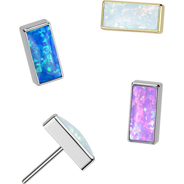 Tytan nakrętka prostokątny opal w oprawie bezel push-in - Image 2