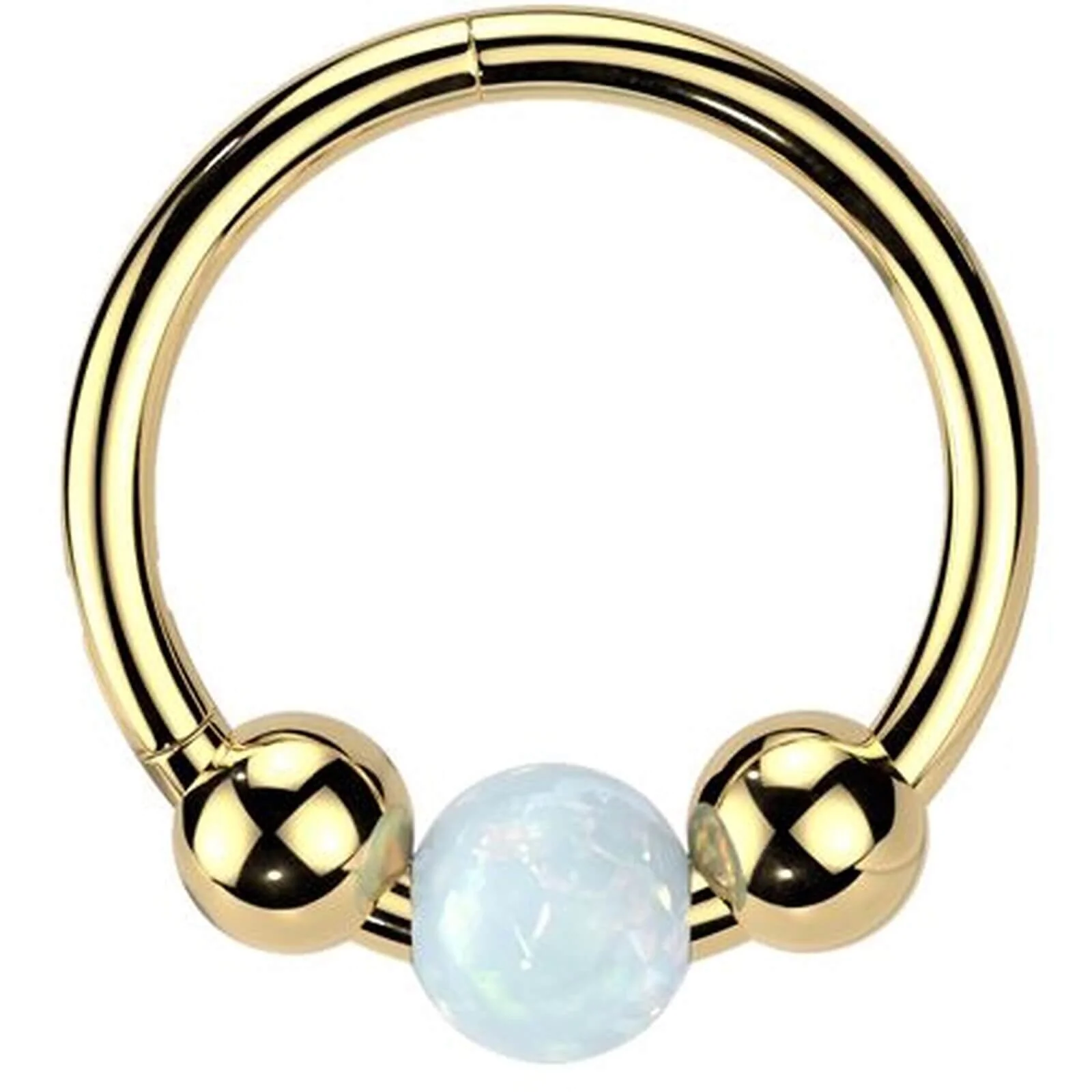 Tytan kółko trzy kulki opal clicker