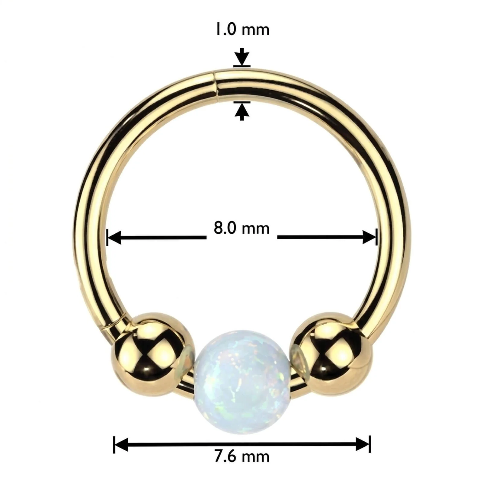 Tytan kółko trzy kulki opal clicker - Image 4