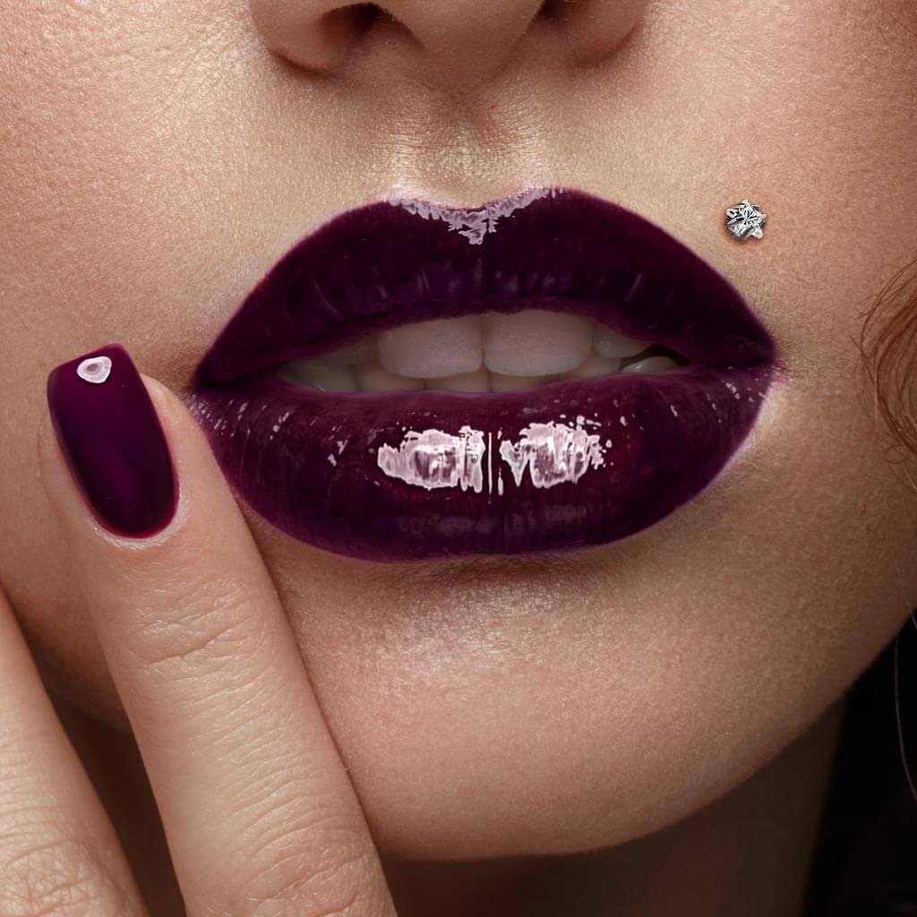 Tytan labret gwiazdka cyrkonia srebrny gwint wewnętrzny - Image 2