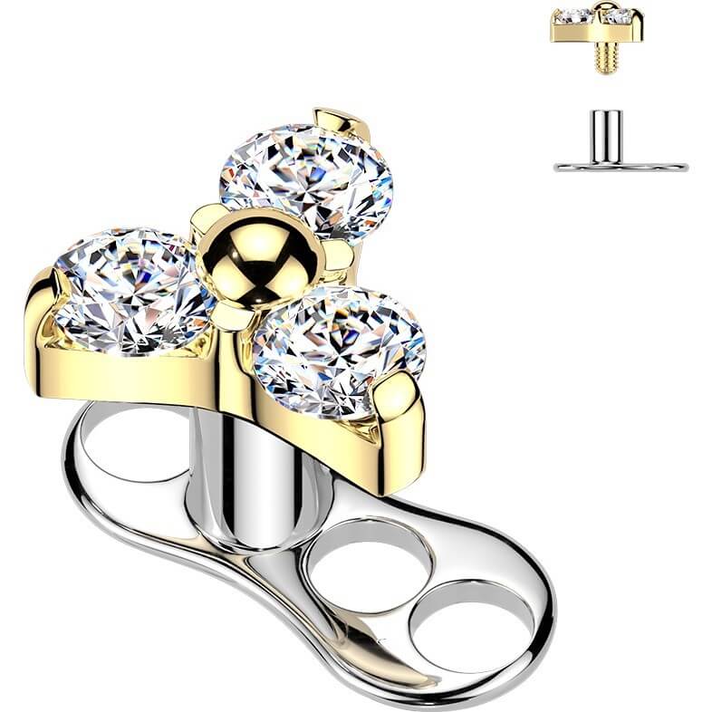 Tytan microdermal 3 hole trójkąt zirconia gwint wewnętrzny - Image 3