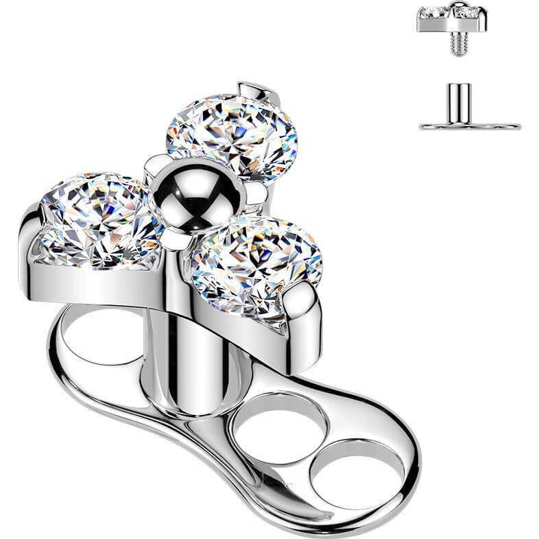 Tytan microdermal 3 hole trójkąt zirconia gwint wewnętrzny - Image 4