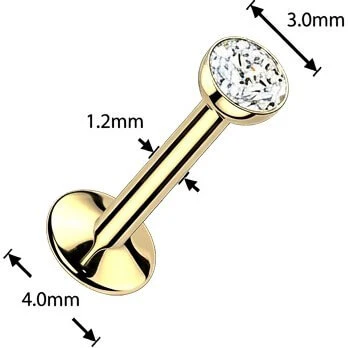 Tytan labret cyrkonia oprawa bezel powłoka pvd gwint wewnętrzny - Image 3