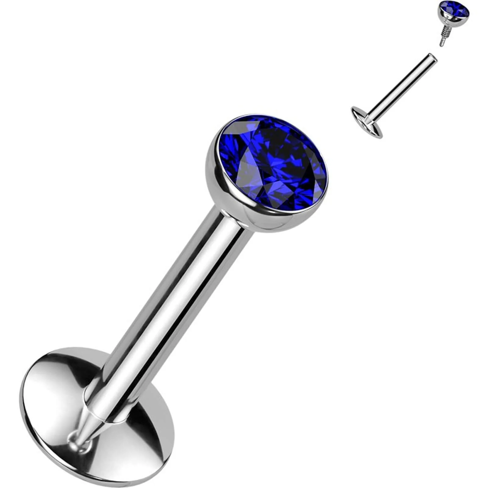 Tytan labret srebrna cyrkonia gwint wewnętrzny - Image 4