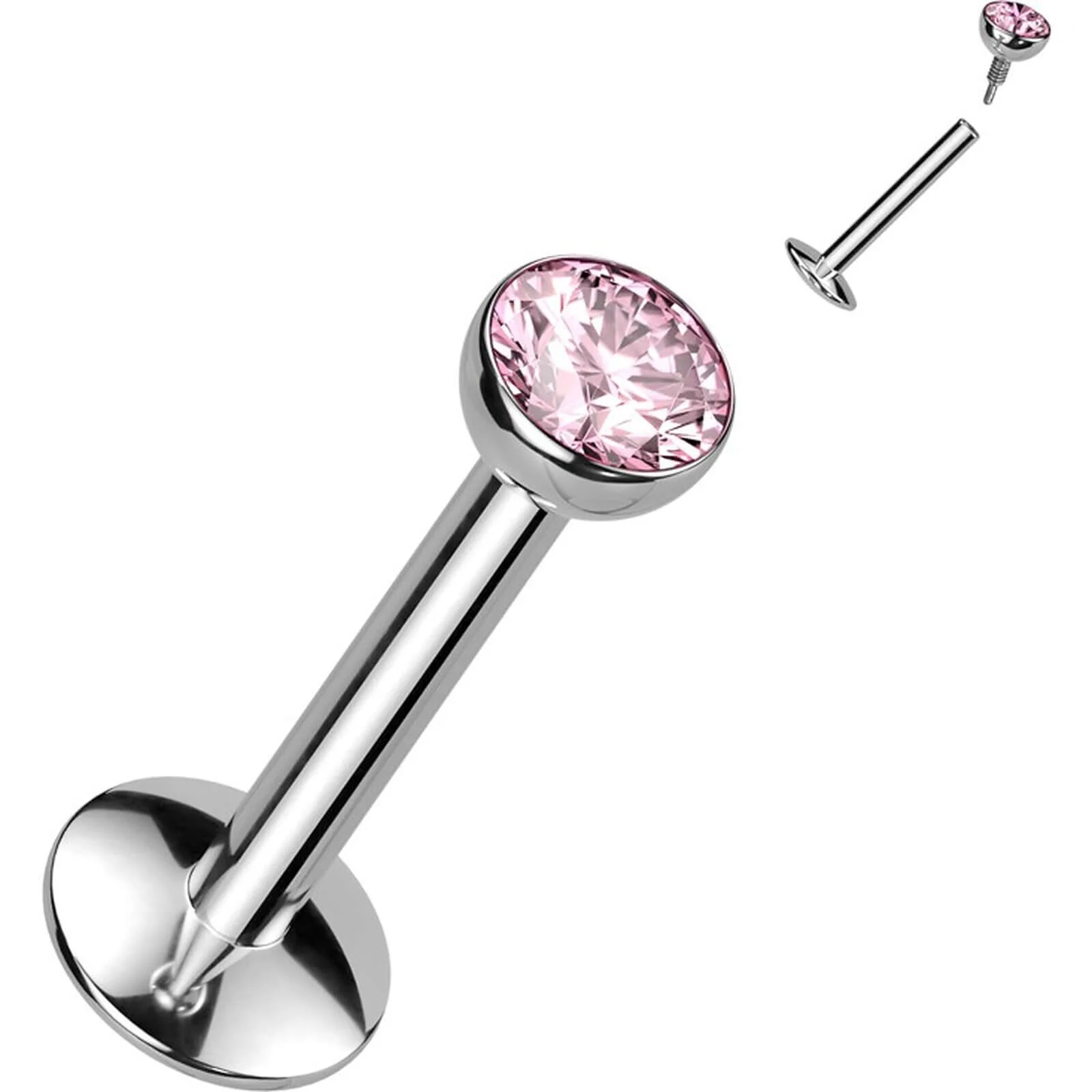 Tytan labret srebrna cyrkonia gwint wewnętrzny - Image 7