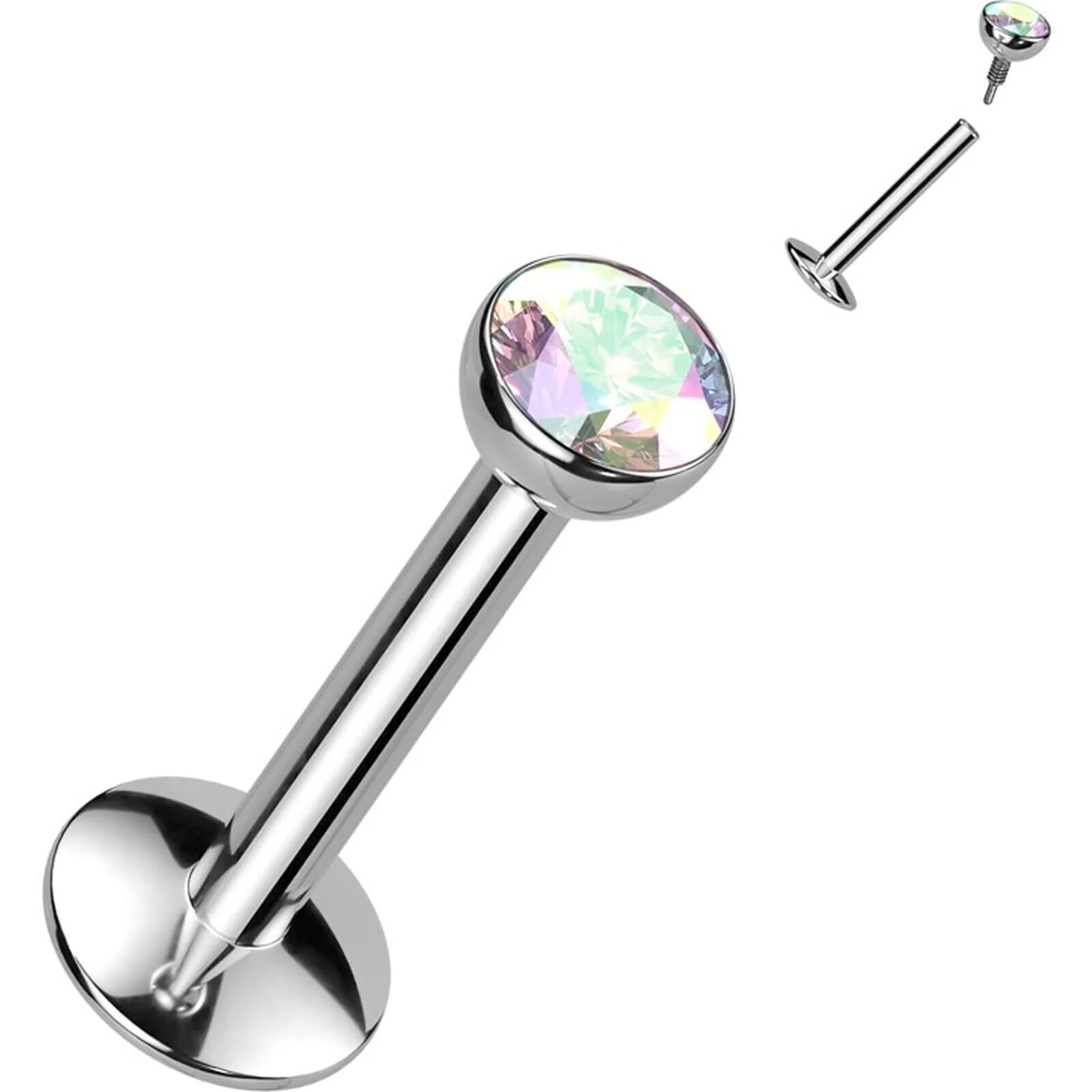 Tytan labret srebrna cyrkonia gwint wewnętrzny - Image 8