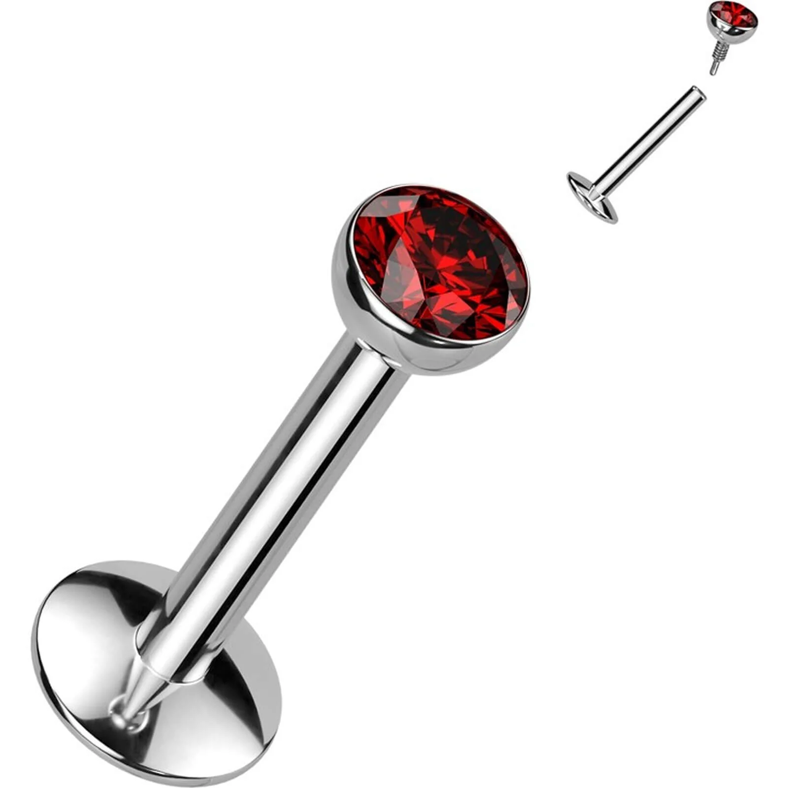 Tytan labret srebrna cyrkonia gwint wewnętrzny - Image 9