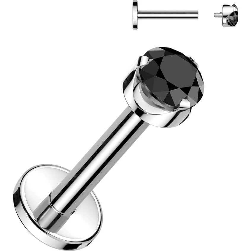 Tytan labret okrągła cyrkonia w łapkach gwint wewnętrzny - Image 3