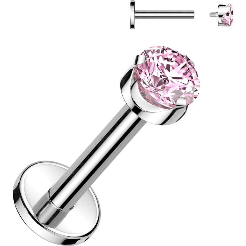 Tytan labret okrągła cyrkonia w łapkach gwint wewnętrzny - Image 5