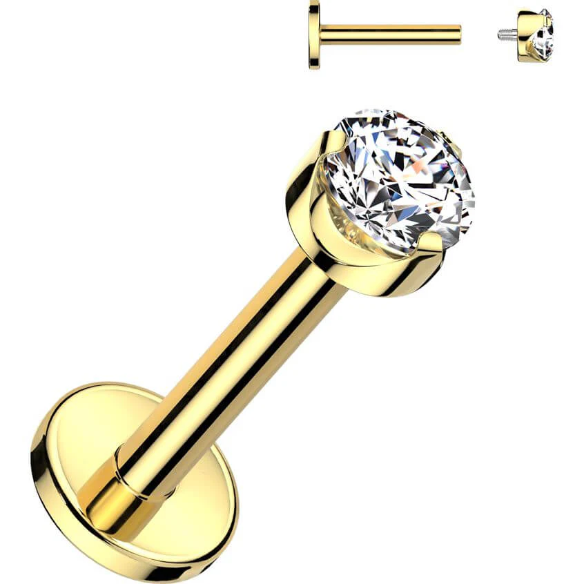 Tytan labret okrągła cyrkonia w łapkach gwint wewnętrzny - Image 8