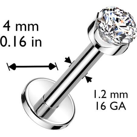 Tytan labret okrągła cyrkonia w łapkach gwint wewnętrzny - Image 9