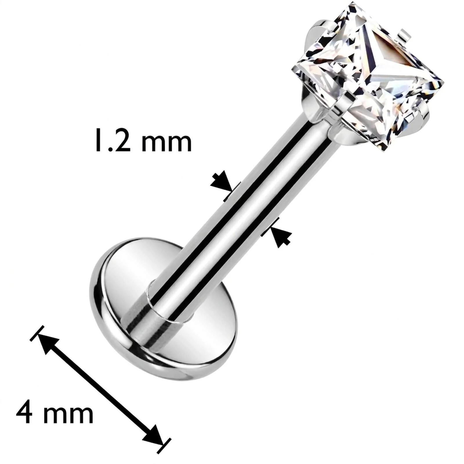 Tytan labret kwadrat cyrkonia w łapkach gwint wewnętrzny - Image 4