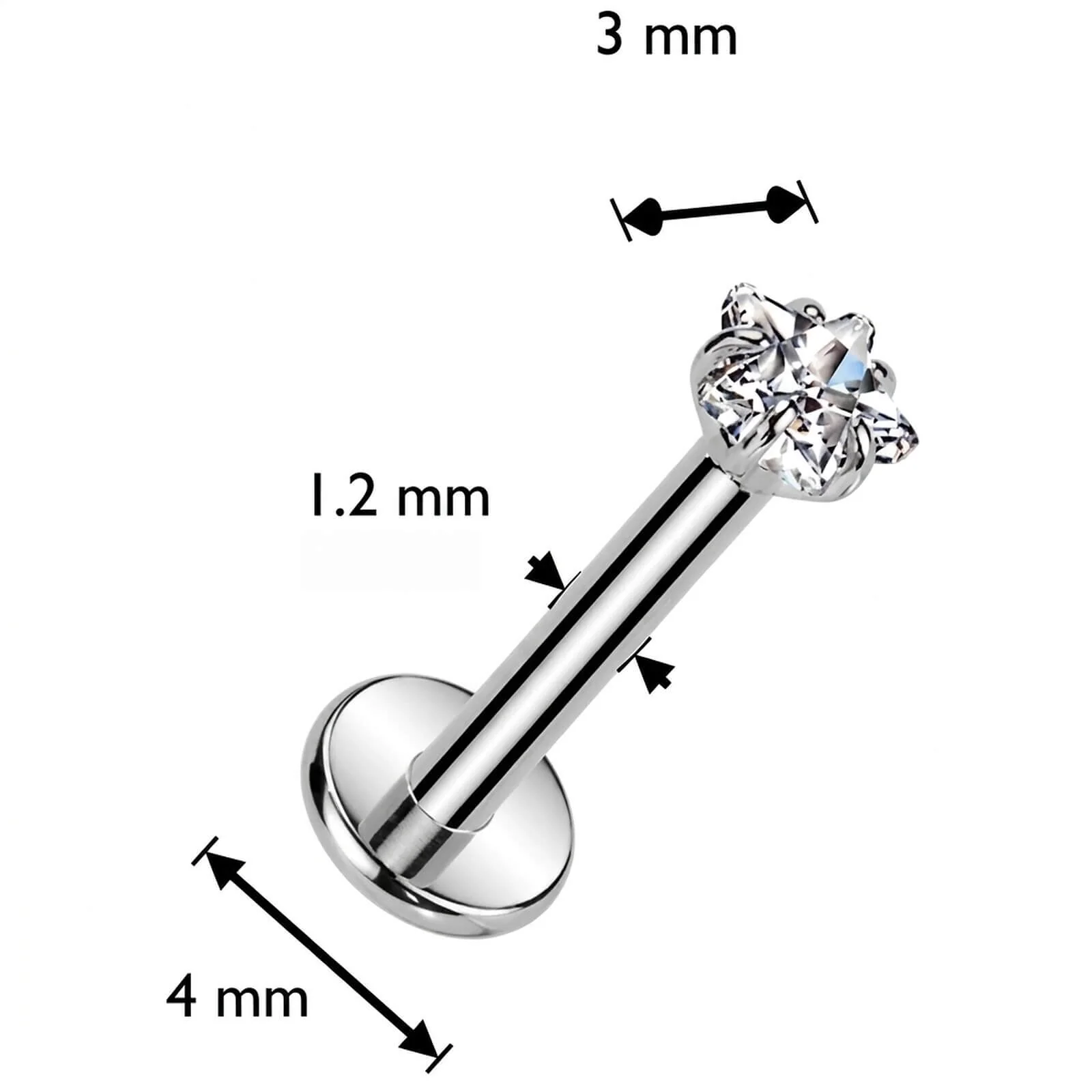 Tytan labret gwiazdka cyrkonia w łapkach gwint wewnętrzny - Image 4