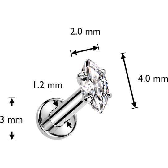 Tytan labret cyrkonia szlif markizowy gwint wewnętrzny - Image 5