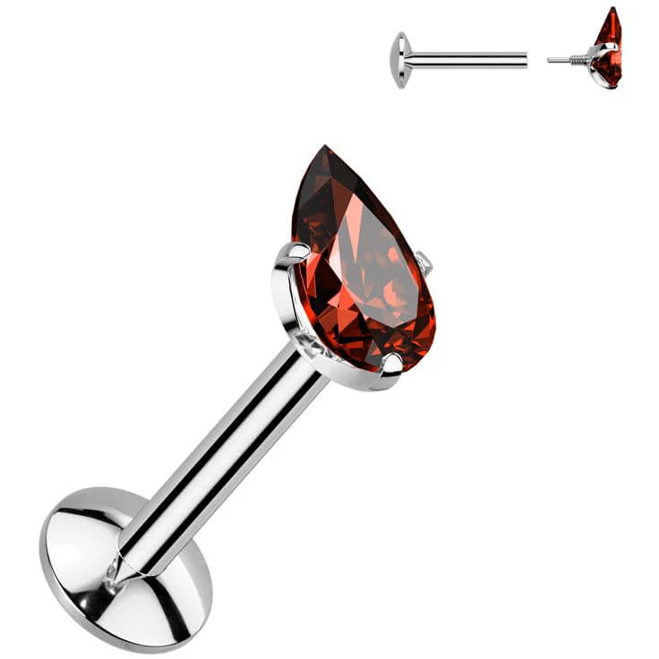 Tytan labret łezka cyrkonia w łapkach gwint wewnętrzny - Image 3