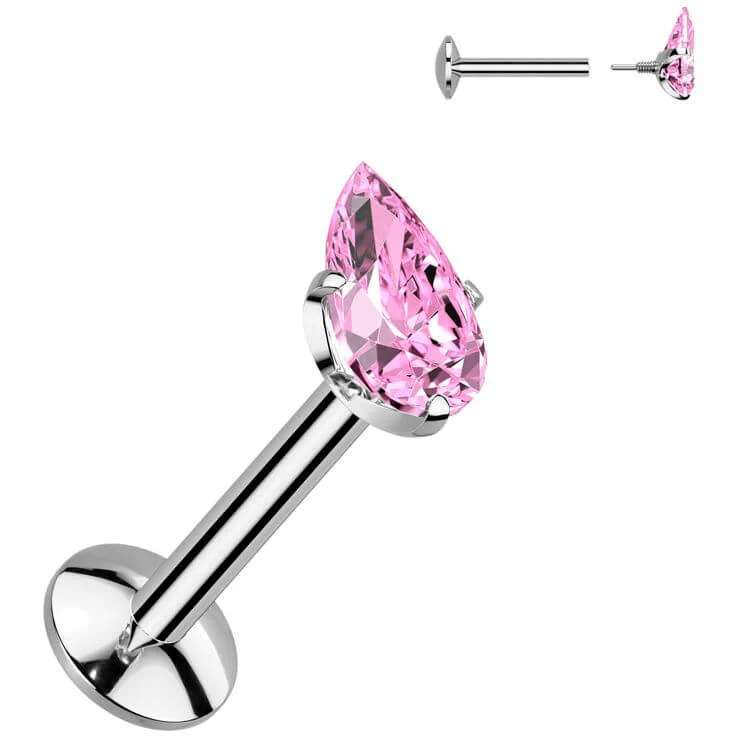 Tytan labret łezka cyrkonia w łapkach gwint wewnętrzny - Image 4