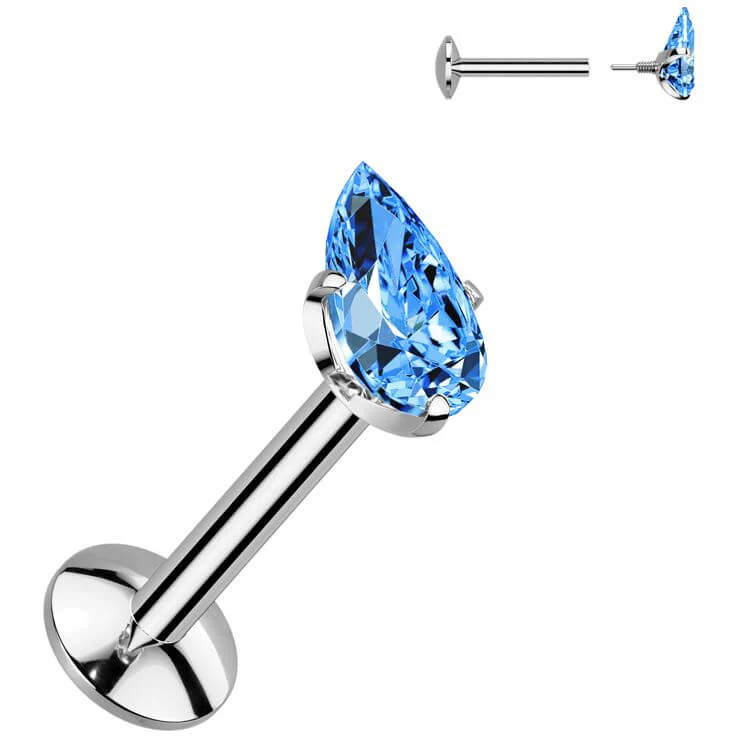 Tytan labret łezka cyrkonia w łapkach gwint wewnętrzny - Image 6