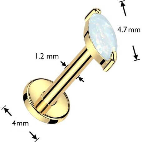 Tytan labret opal szlif markizowy gwint wewnętrzny - Image 6
