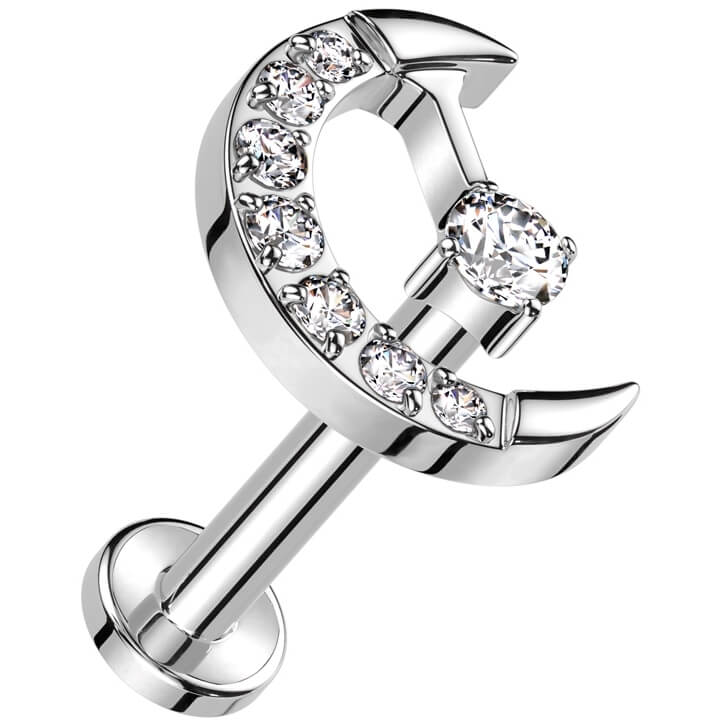 Tytan labret księżyc cyrkonie gwint wewnętrzny - Image 3