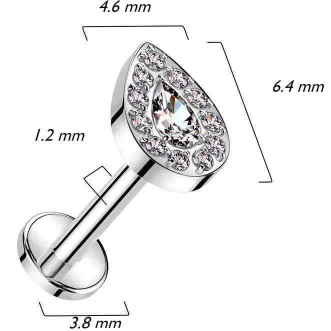 Tytan labret kropla cyrkonia gwint wewnętrzny - Image 4