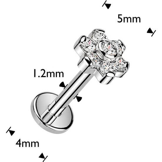 Tytan labret kwiatek 7 cyrkonii gwint wewnętrzny - Image 4