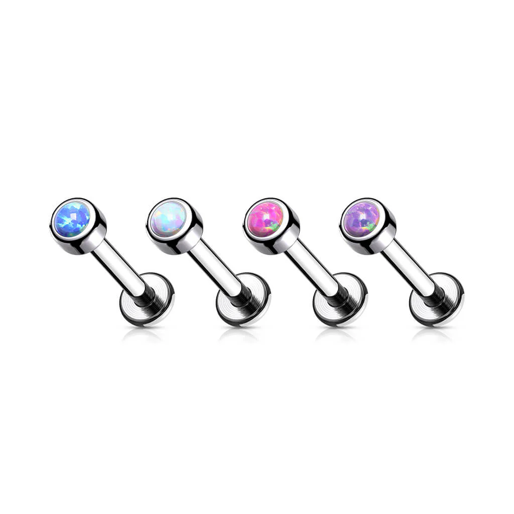 Tytan labret opal okrągły srebrny gwint wewnętrzny - Image 2