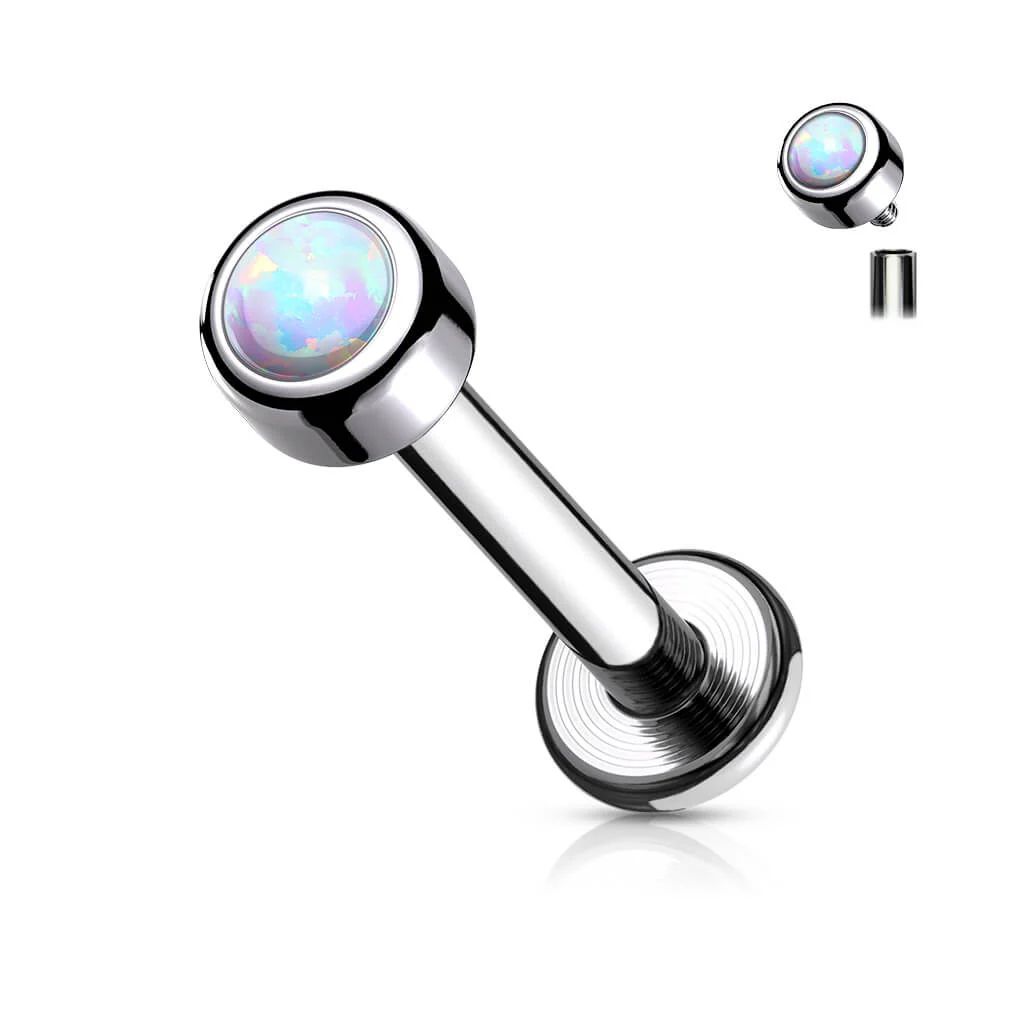 Tytan labret opal okrągły srebrny gwint wewnętrzny - Image 6