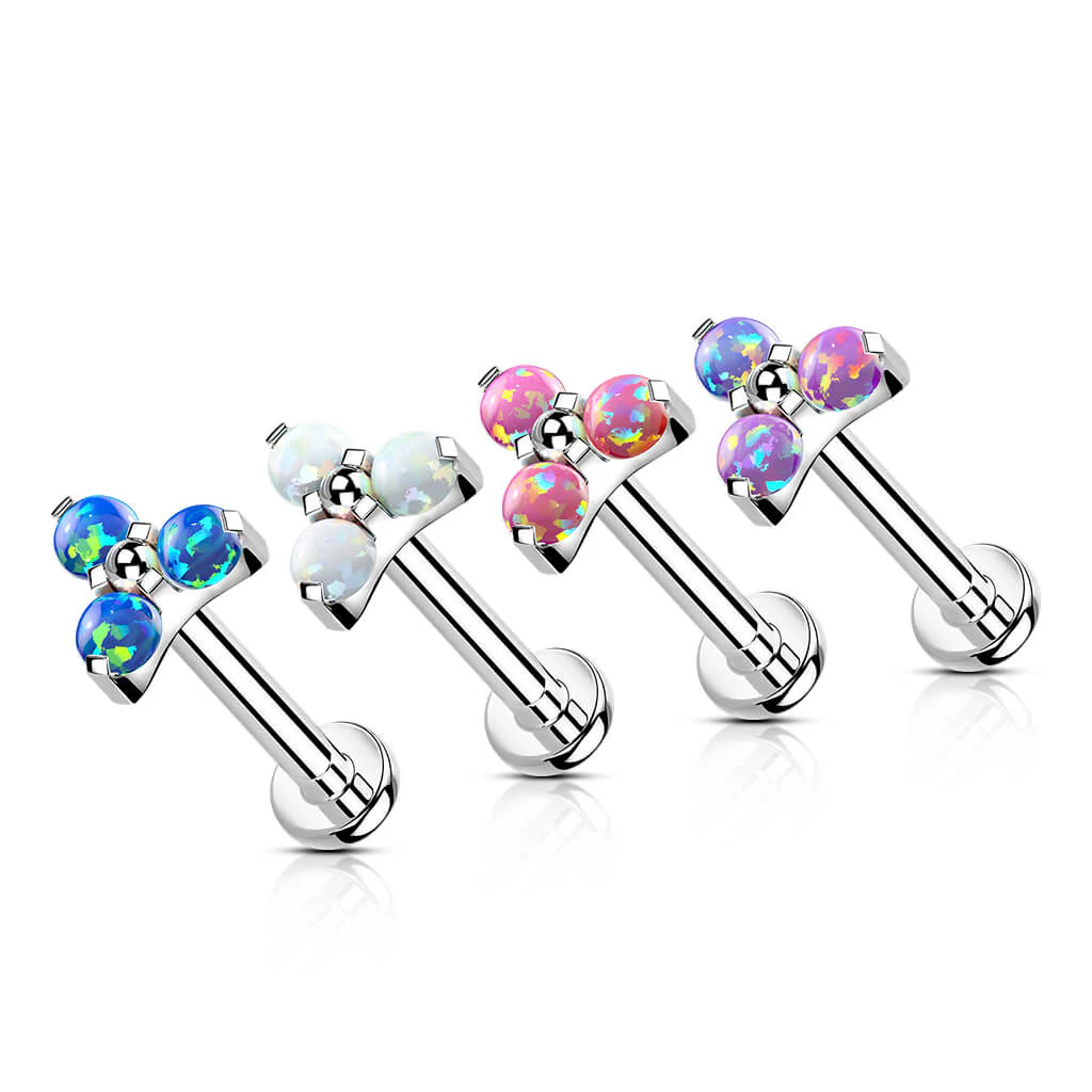 Tytan labret opal trójkąt srebrny gwint wewnętrzny - Image 2