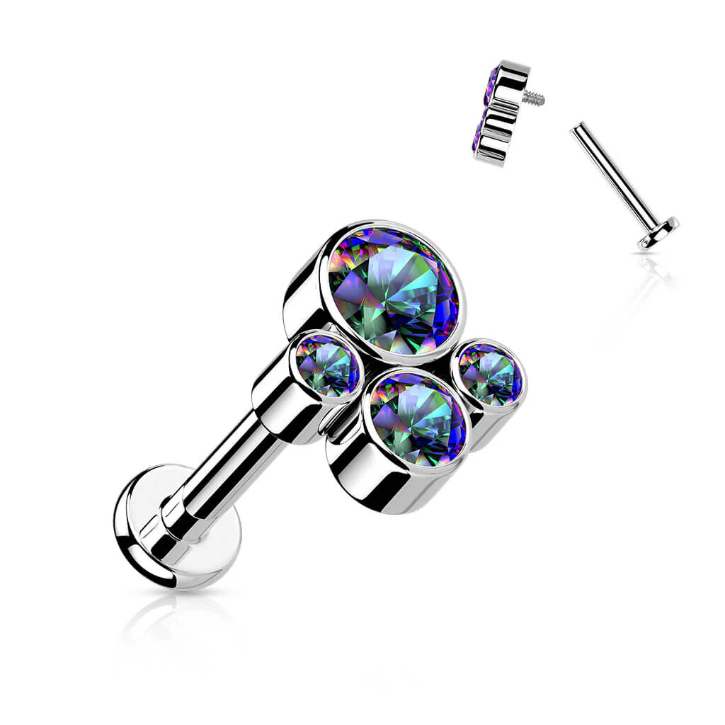 Tytan labret 4 cyrkonie srebrny gwint wewnętrzny - Image 8