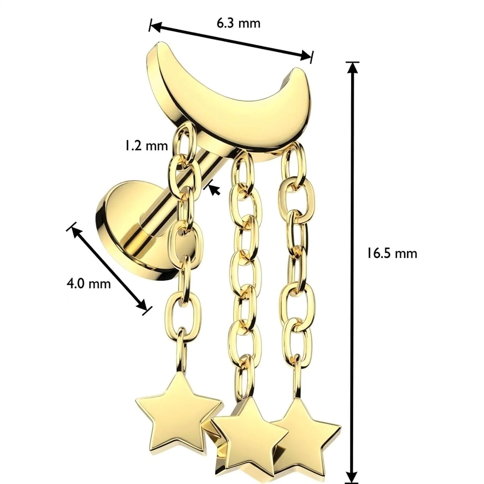 Tytan labret księżyc gwiazdki łańcuszki gwint wewnętrzny - Image 5