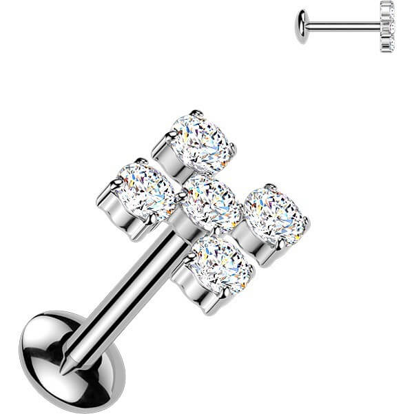 Tytan labret kwadraciki cyrkonia gwint wewnętrzny - Image 3