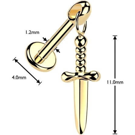 Tytan labret wiszący sztylet gwint wewnętrzny - Image 2