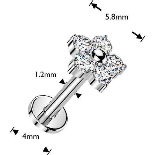 Tytan labret kwiatek 5 cyrkonii gwint wewnętrzny - Image 4