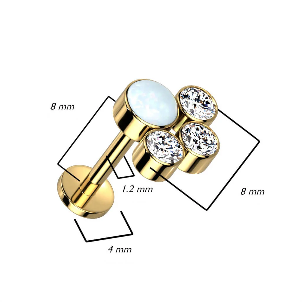 Tytan labret 3 cyrkonie 1 opal gwint wewnętrzny - Image 6
