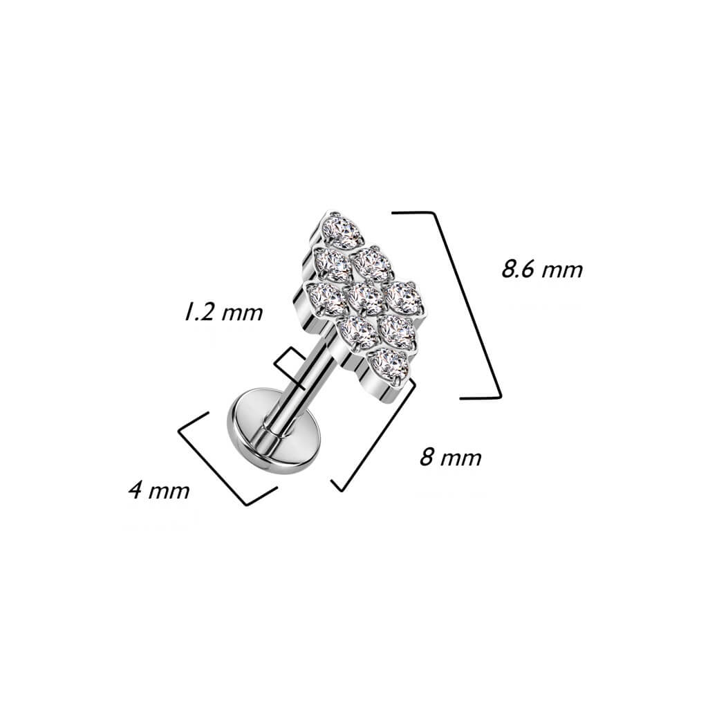 Tytan labret cyrkonia w kształcie diamentu gwint wewnętrzny - Image 5