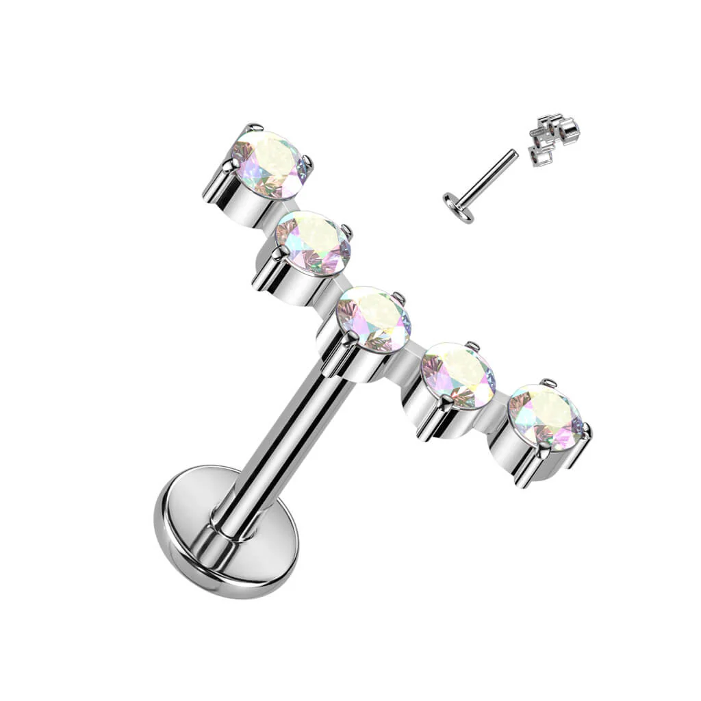 Tytan labret cyrkonia zaokrąglona gwint wewnętrzny - Image 2
