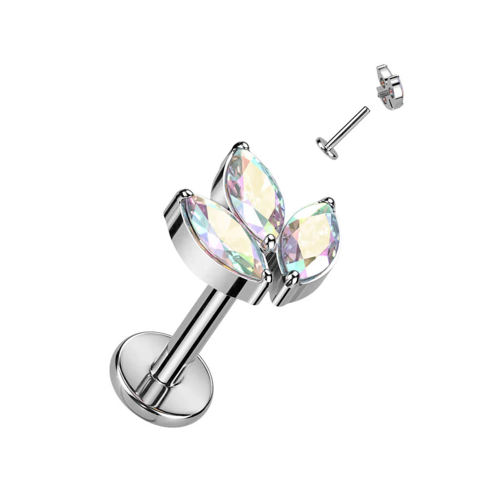 Tytan labret liść cyrkonia gwint wewnętrzny - Image 3