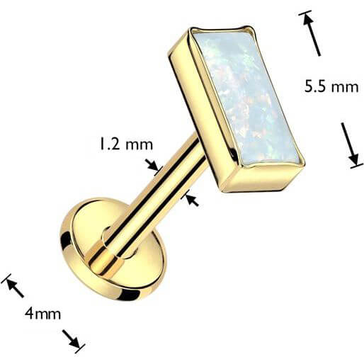 Tytan labret opal prostokątny gwint wewnętrzny - Image 5