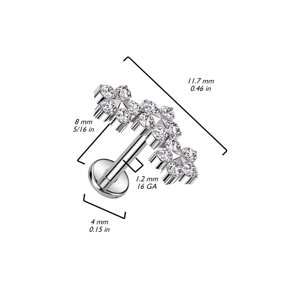 Tytan labret kwiatki cyrkonie gwint wewnętrzny - Image 4